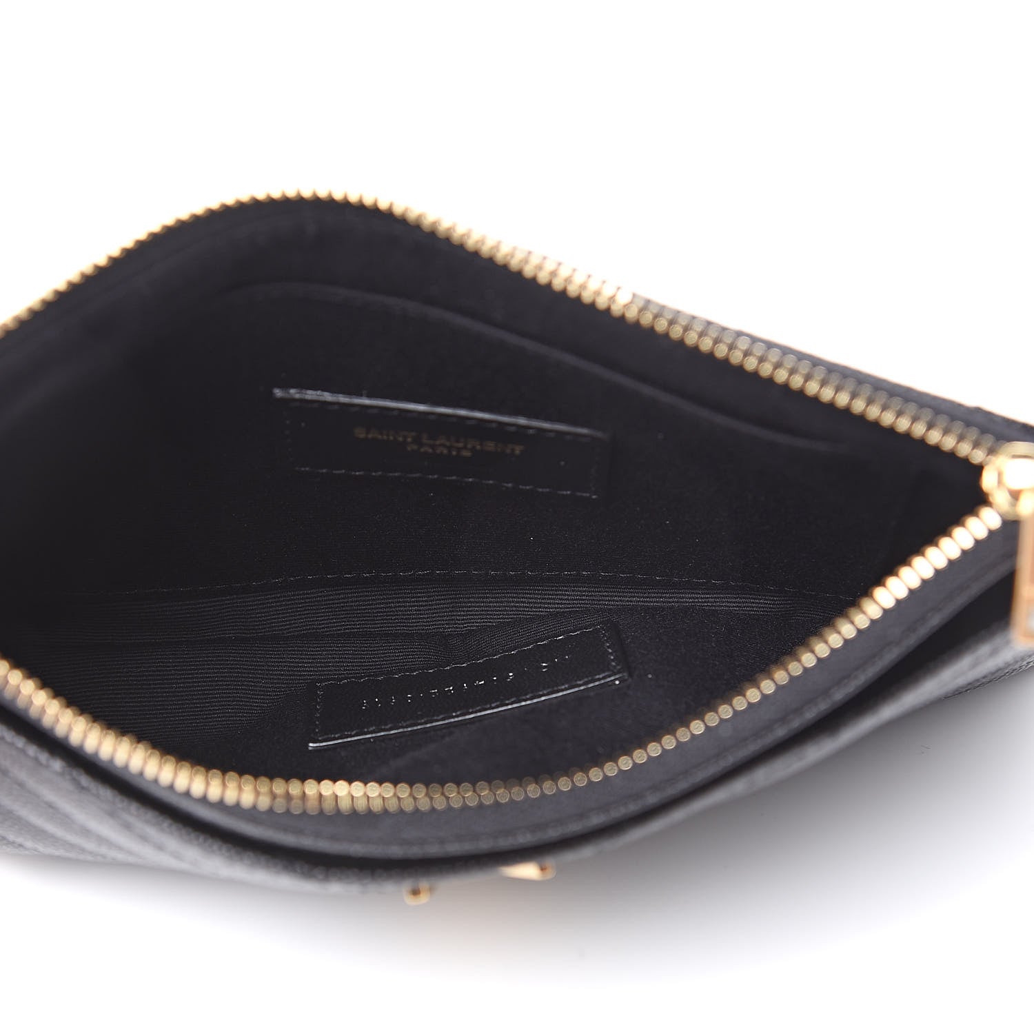 Saint Laurent Grain De Poudre Chevron Monogram Bill Pouch Black 5 of 8