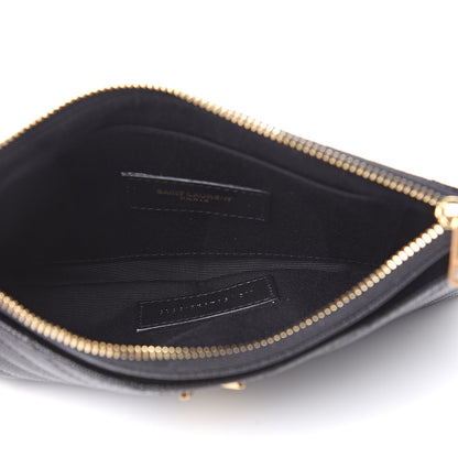 Saint Laurent Grain De Poudre Chevron Monogram Bill Pouch Black 5 of 8
