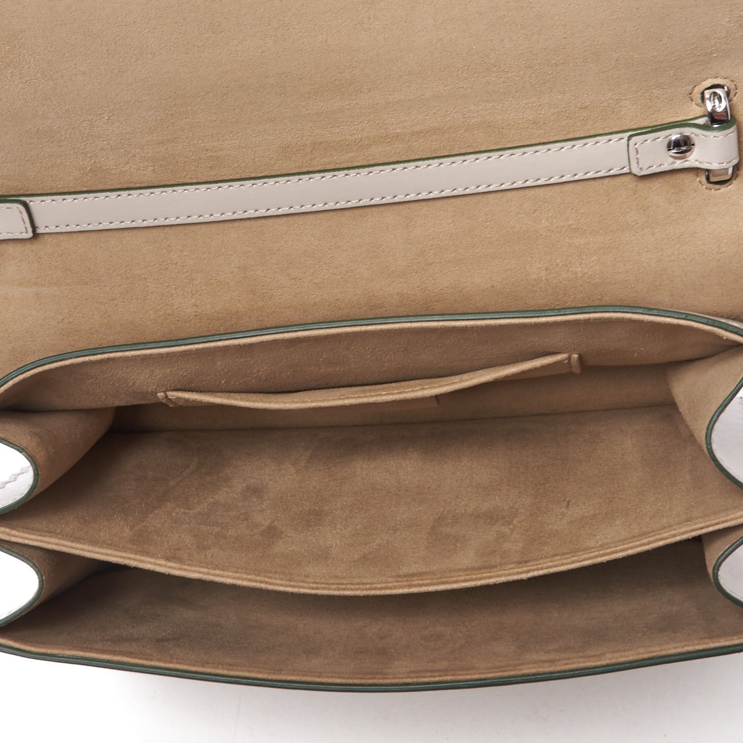 Vitello Liberty Scalloped Studded Kan I Shoulder Bag Grigio Polvere