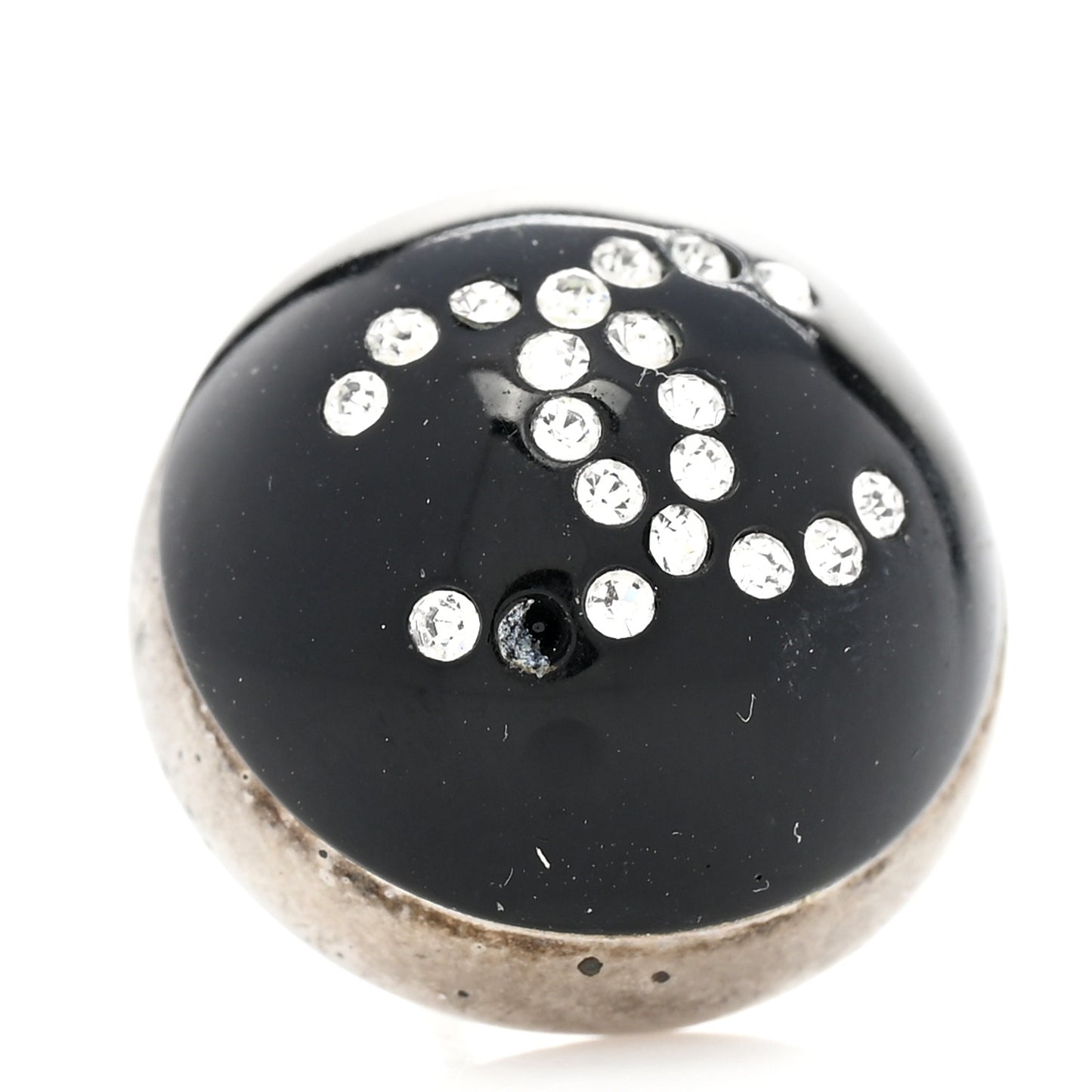 Resin Crystal CC Round Stud Earrings Black