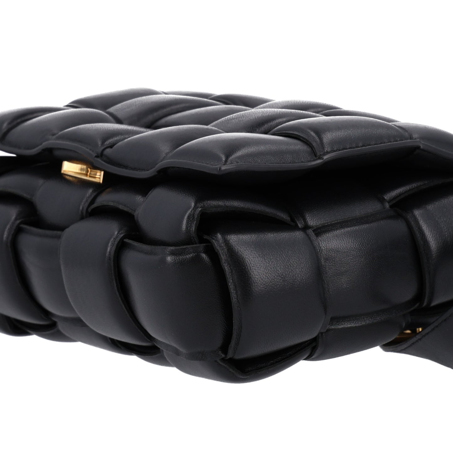 Nappa Maxi Intreccio Padded Cassette Crossbody Bag Black