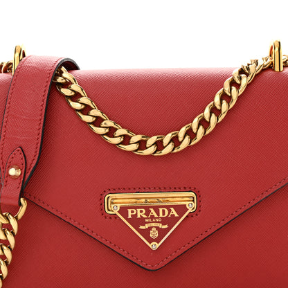 Prada Saffiano Bandoliera Flip Lock Chain Crossbody Bag Fuoco 7 of 14