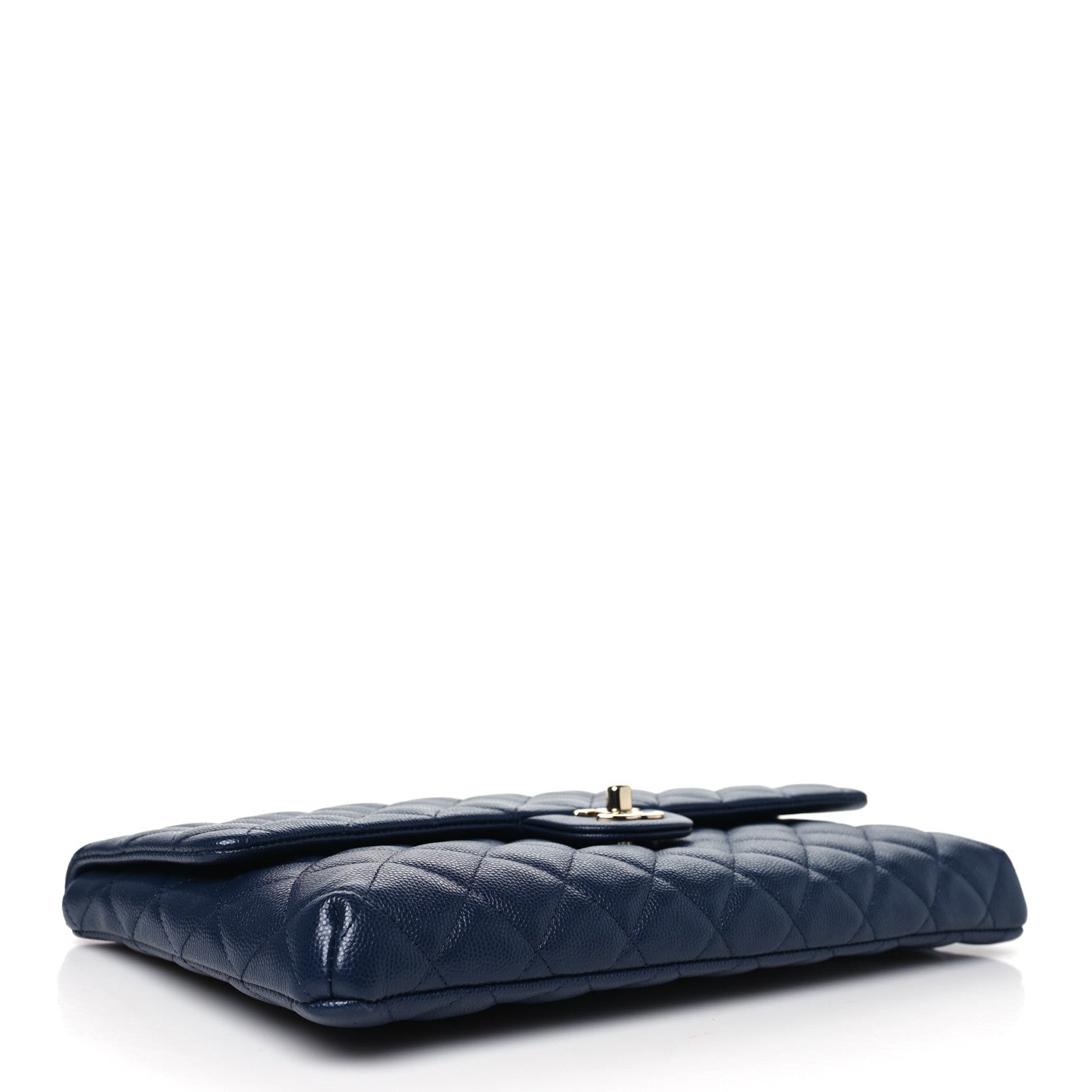 Chanel Caviar Quilted Flap Clutch Navy Blue 4 of 11