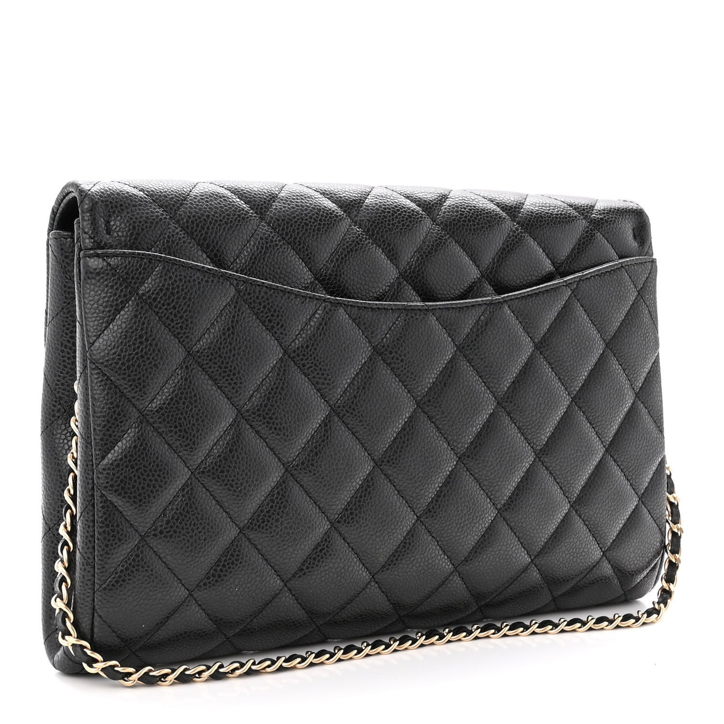 Caviar Quilted Clutch With Chain Flap Black