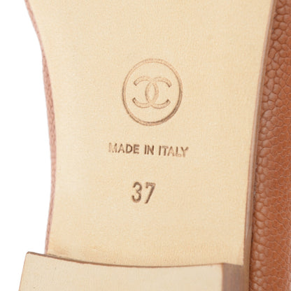 Chanel Caviar CC Cap Toe Ballerina Flats 37 Brown 6 of 7