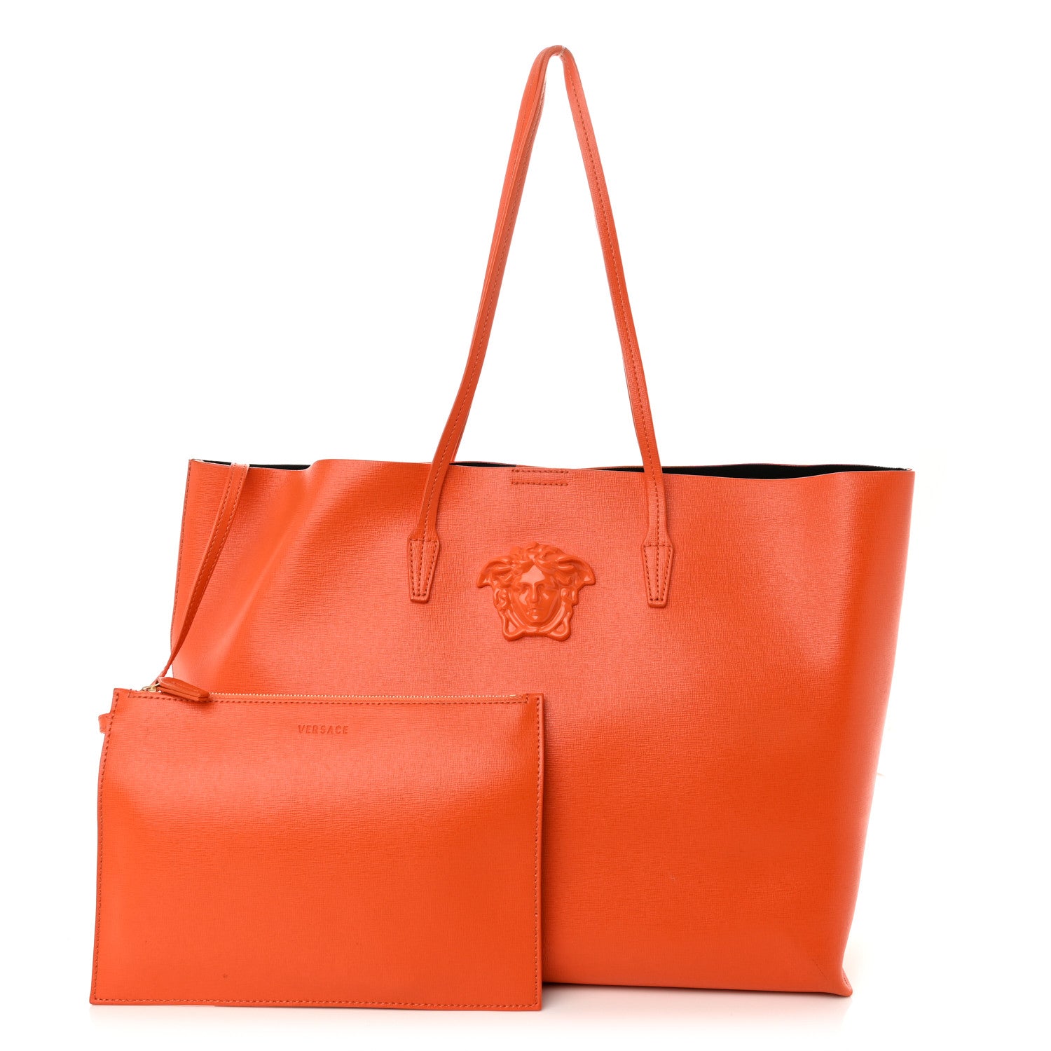Versace Saffiano Palazzo Medusa Tote Orange 1 of 12