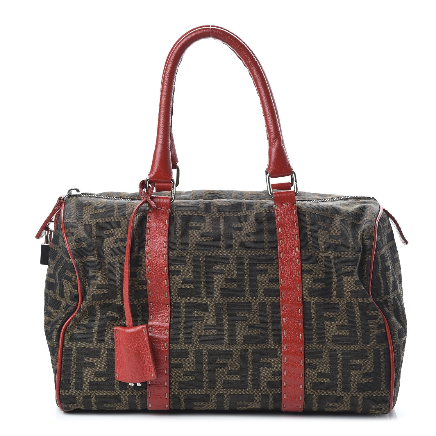 Fendi Zucca Cuoio Romano Selleria Medium Boston Tobacco Rosso Scuro 1 of 10