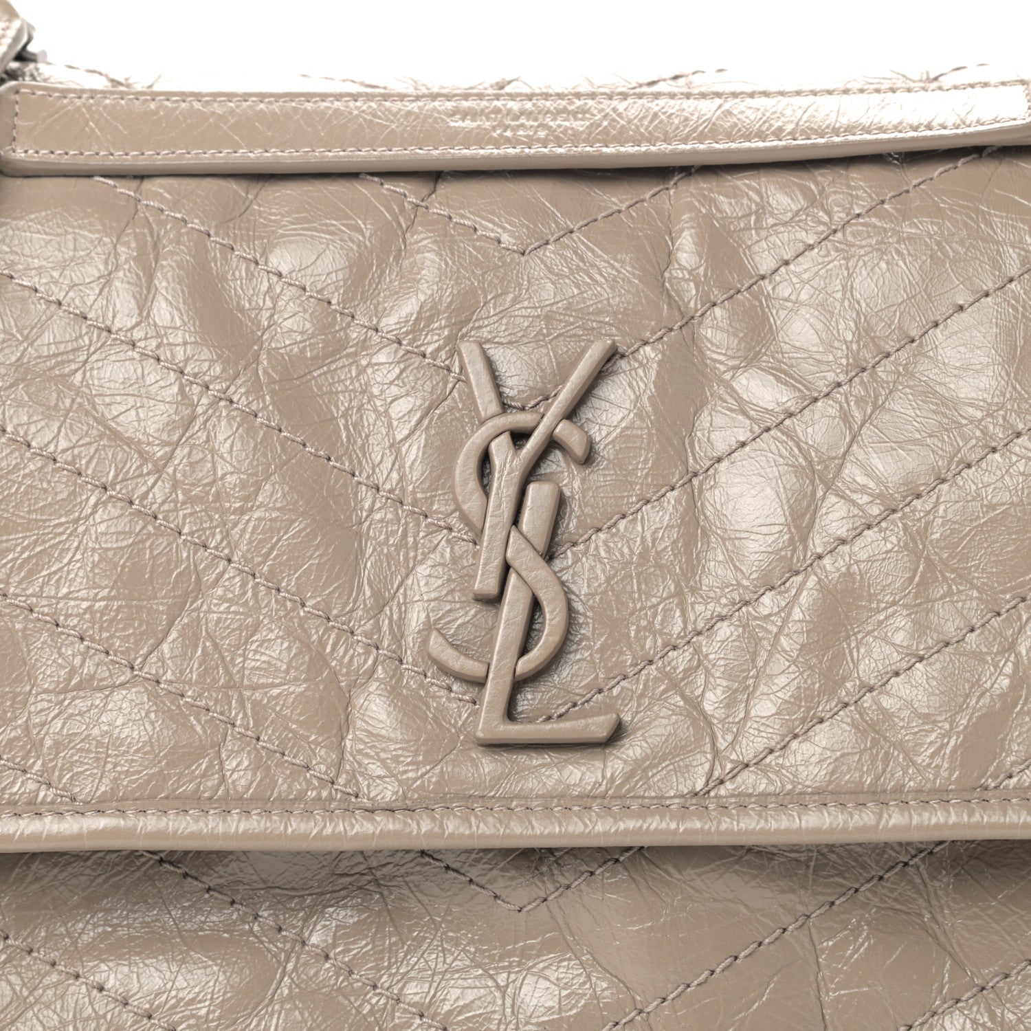 Saint Laurent Crinkled Calfskin Matelasse Monogram Medium Niki Chain Satchel Light Natural 9 of 9