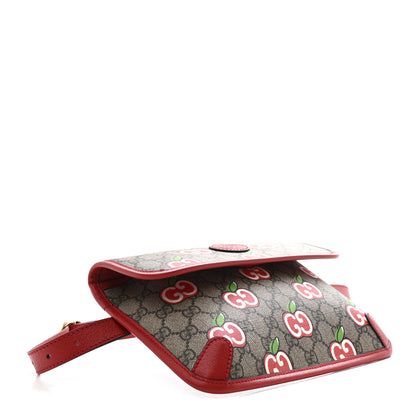 Gucci GG Supreme Monogram Apple Interlocking G Belt Bag Beige Multicolor Lobster Red 4 of 11