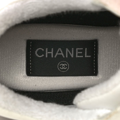 Chanel Suede Calfskin Fabric CC Sneakers 39.5 White 12 of 32