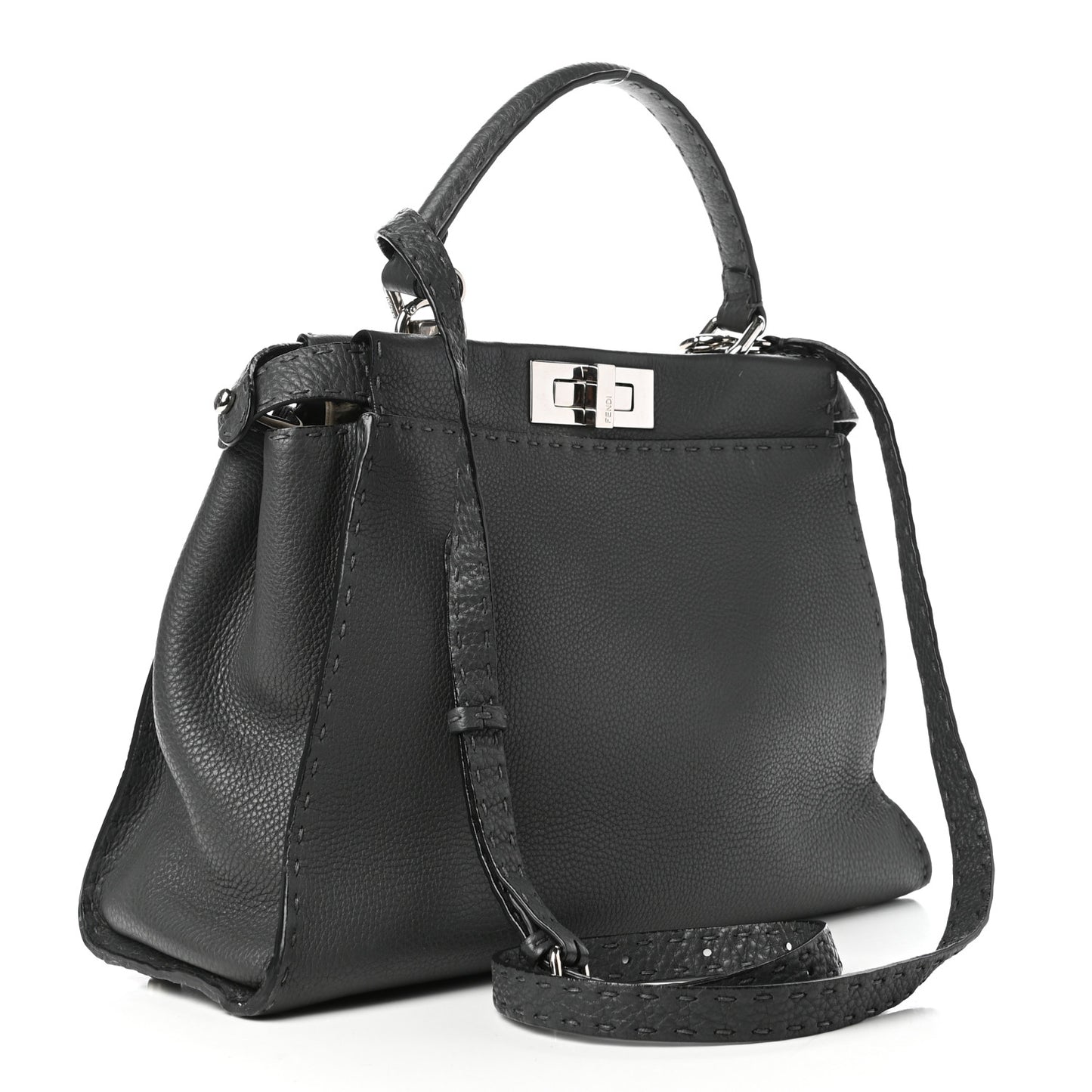 Cuoio Romano Selleria Bi-Color Medium Peekaboo Iconic Satchel Asfalto Latte