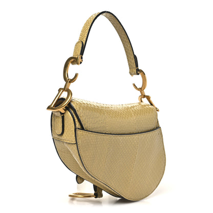 Christian Dior Snakeskin Mini Saddle Bag Green 3 of 10