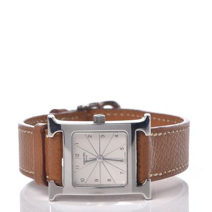 Hermes Stainless Steel Courchevel 21mm Heure H Hour Quartz Watch Gold 3 of 8