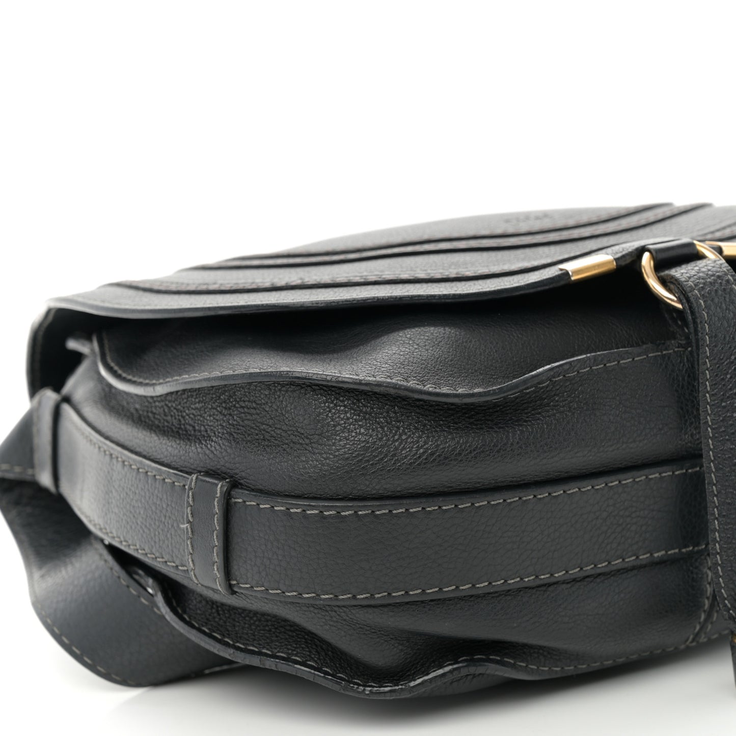 Calfskin Medium Marcie Round Crossbody Bag Black