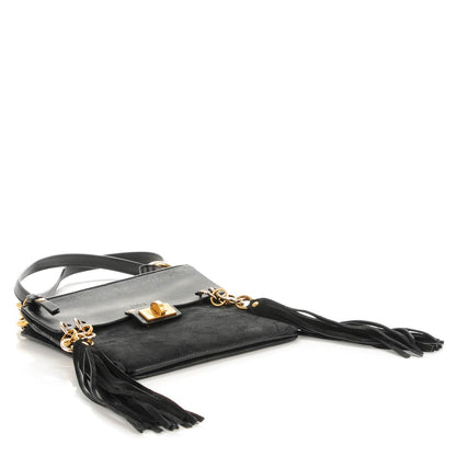 Chloe Calfskin Suede Small Jane Fringe Bag Black 4 of 7