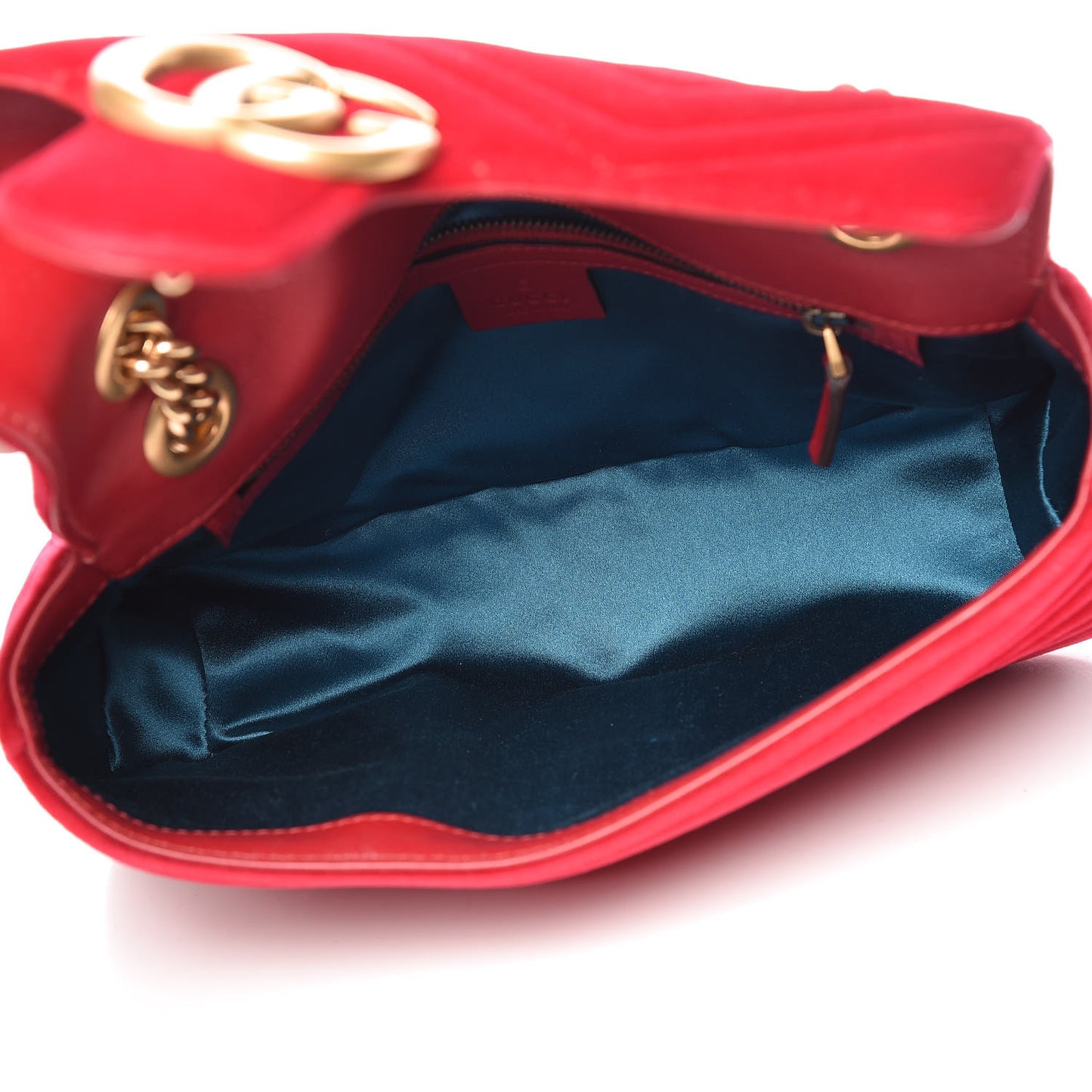 Velvet Matelasse Small GG Marmont Shoulder Bag Hibiscus Red