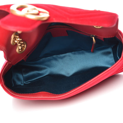 Gucci Velvet Matelasse Small GG Marmont Shoulder Bag Hibiscus Red 5 of 10