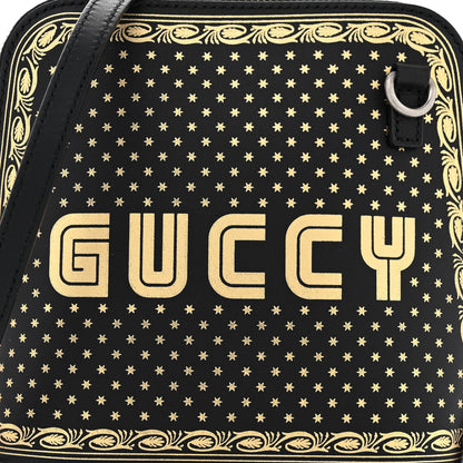 Gucci X SEGA Calfskin GUCCY Stars Mini Dome Shoulder Bag Black Gold 8 of 10