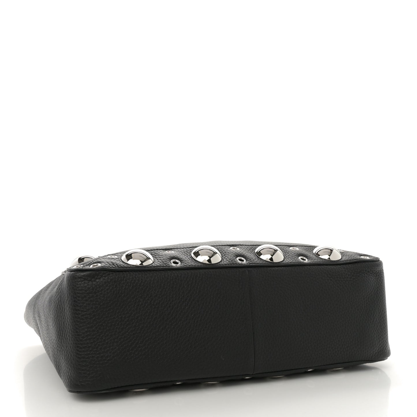 Grainy Calfskin Studded Medium Nellcote Shopping Tote Black
