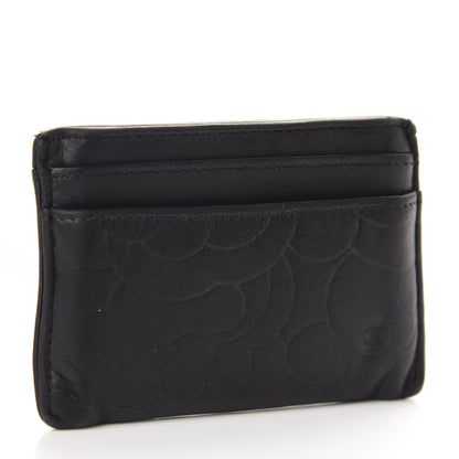 Chanel Lambskin Camellia Embossed Card Holder Black 3 of 9