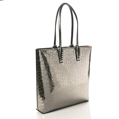Christian Louboutin Metallic Crocodile Embossed Spikes East West Cabata Tote Antracite 3 of 10
