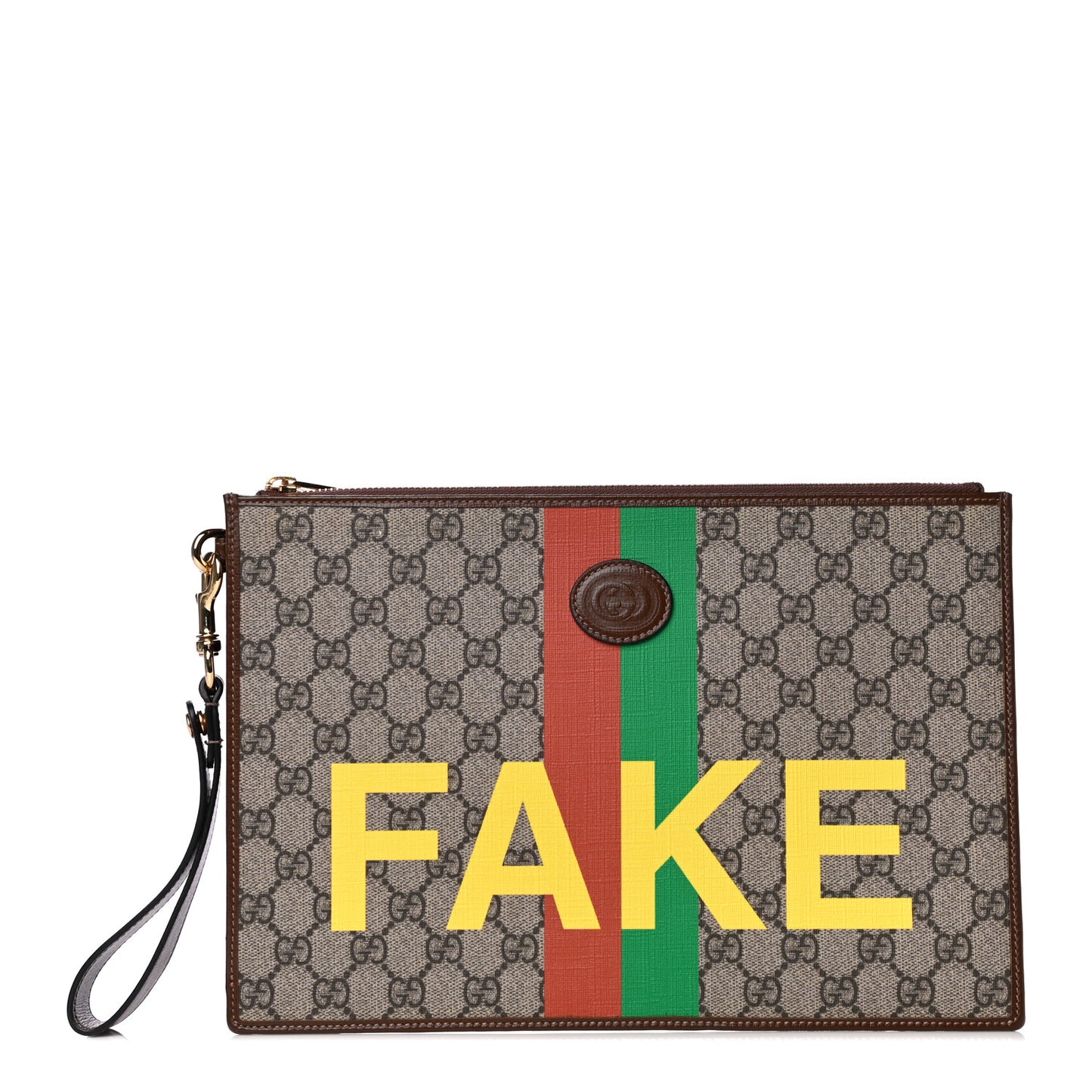 GG Supreme Monogram Fake/Not Interlocking G Documents Holder Beige Brown Sugar