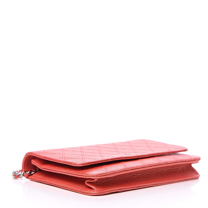 Chanel Metallic Goatskin Double Stitch Wallet On Chain WOC Orange 3 of 10