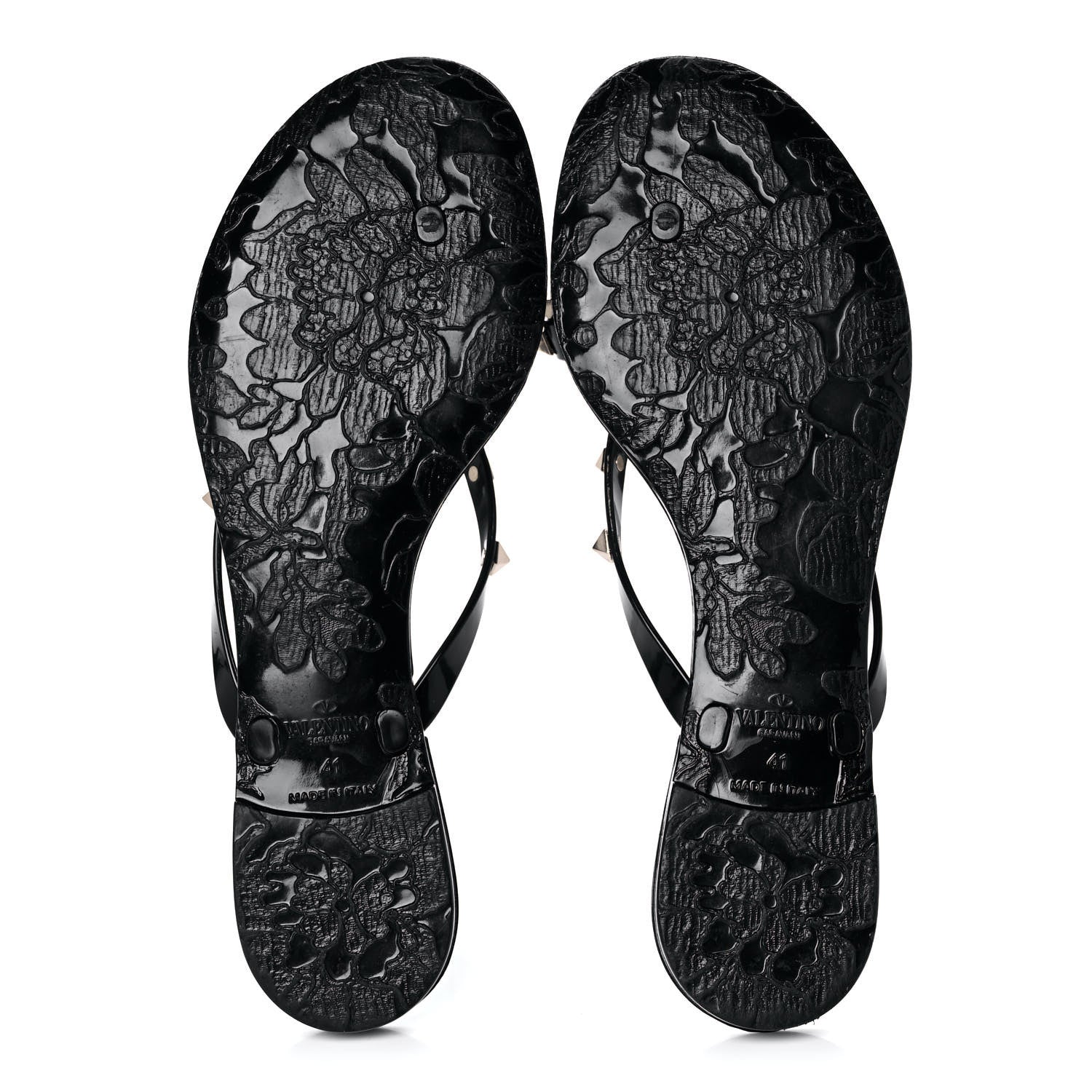 Valentino Garavani PVC Jelly Rockstud Bow Thong Sandals 41 Black 5 of 8