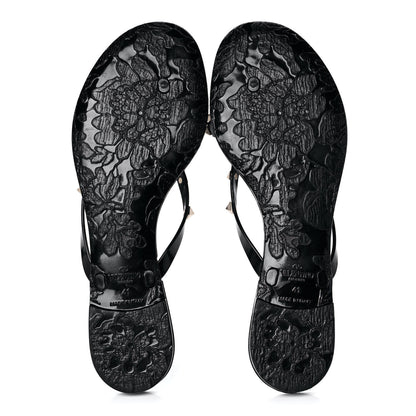 Valentino Garavani PVC Jelly Rockstud Bow Thong Sandals 41 Black 5 of 8