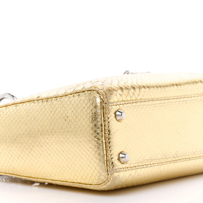 Christian Dior Metallic Snakeskin Mini Lady Dior Gold 9 of 14