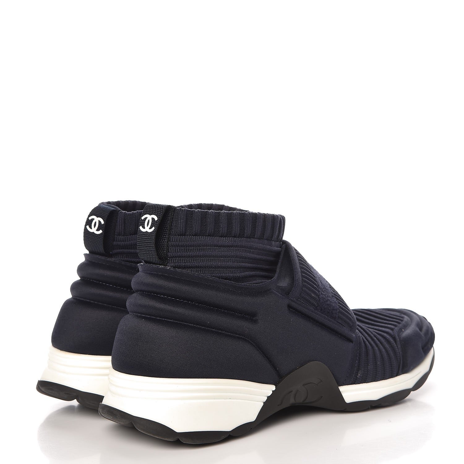Chanel Stretch Fabric CC Sneakers 36.5 Blue 4 of 17