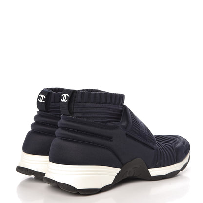 Chanel Stretch Fabric CC Sneakers 36.5 Blue 4 of 17