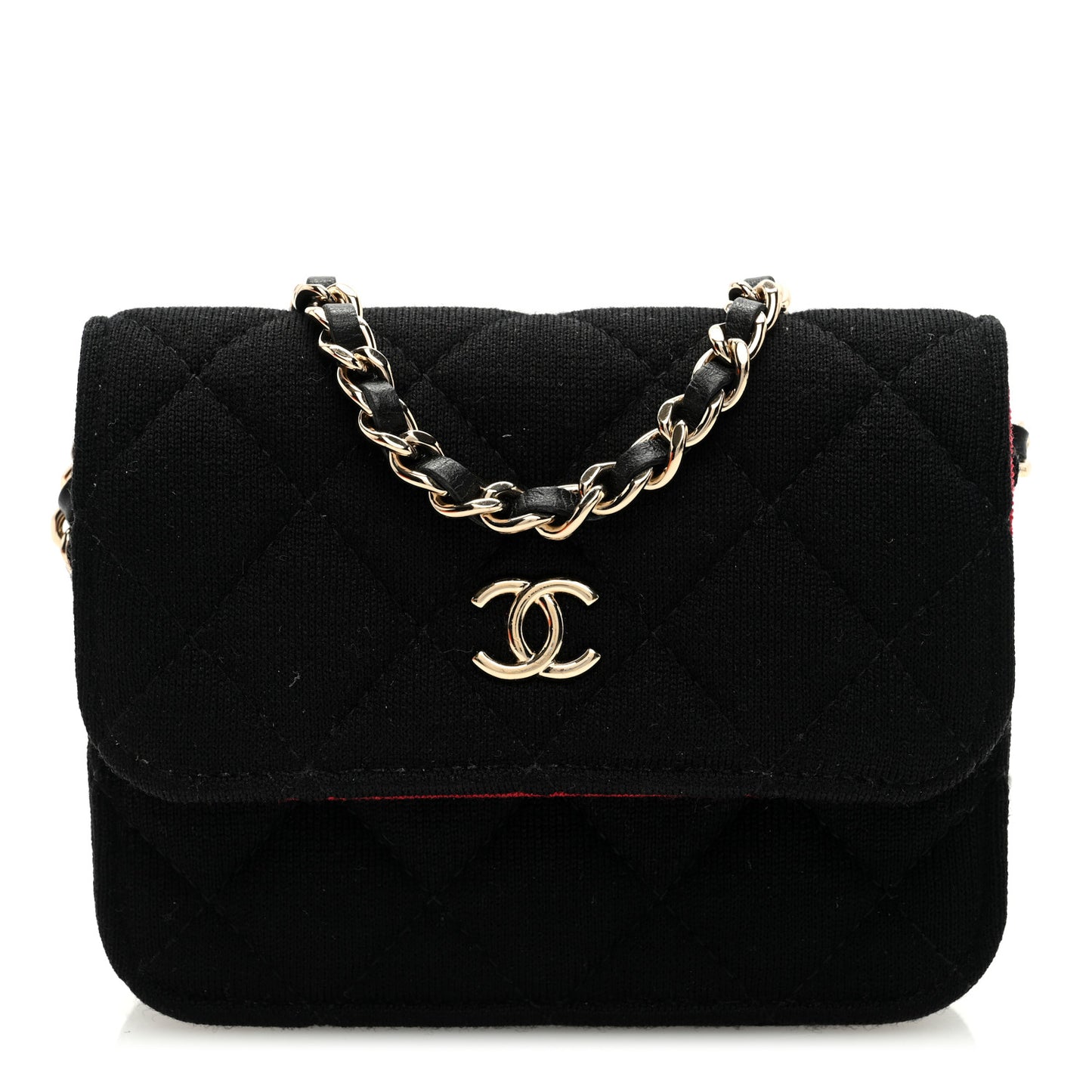Jersey Quilted Micro Mini Flap Black