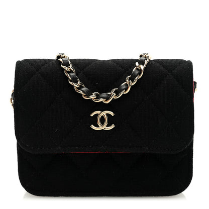 Chanel Jersey Quilted Micro Mini Flap Black 1 of 10