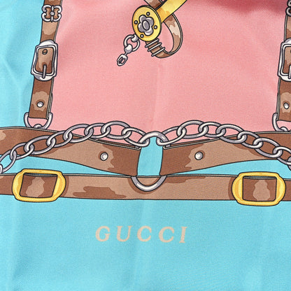 Gucci Silk Chain Print Scarf Multicolor Blue 2 of 4