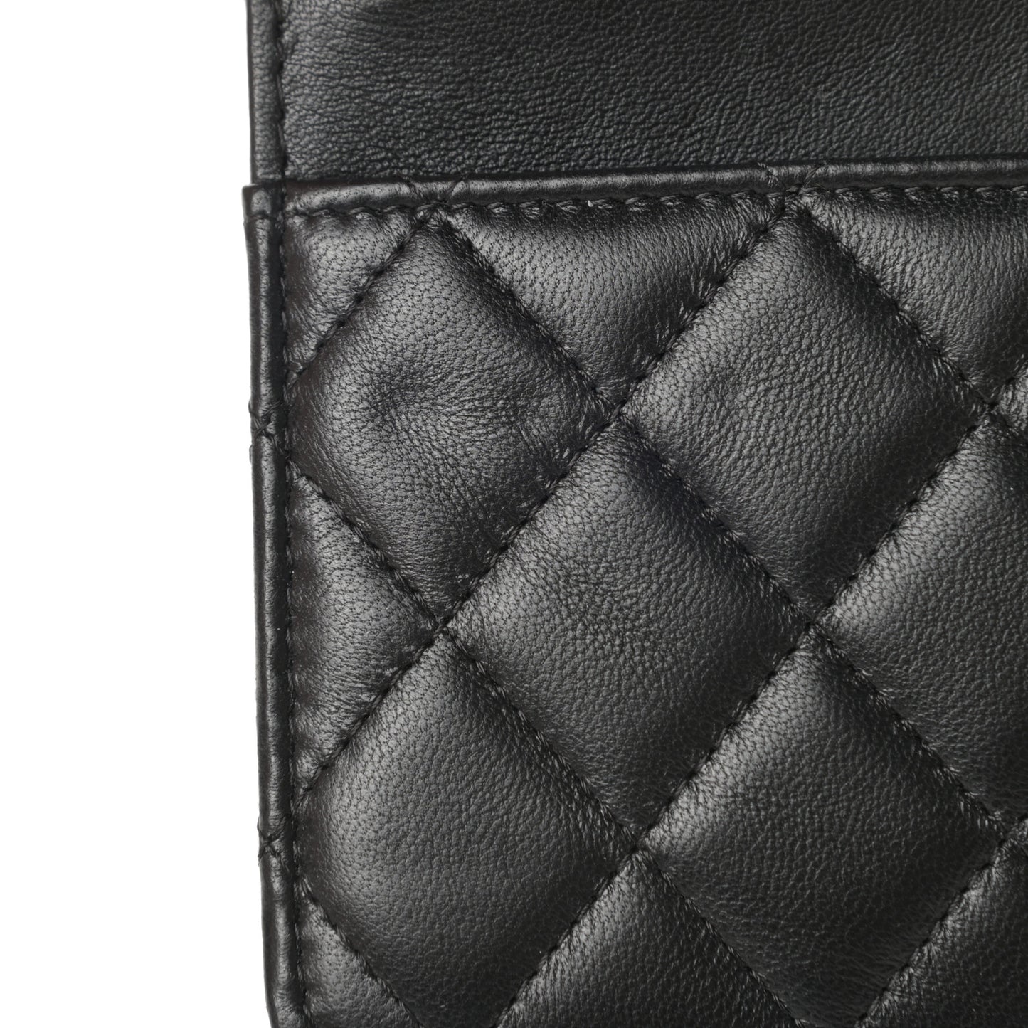 Lambskin Quilted Trendy CC Wallet On Chain WOC Black
