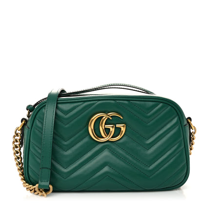 Gucci Calfskin Matelasse Small GG Marmont Chain Shoulder Bag Emerald Green 1 of 10