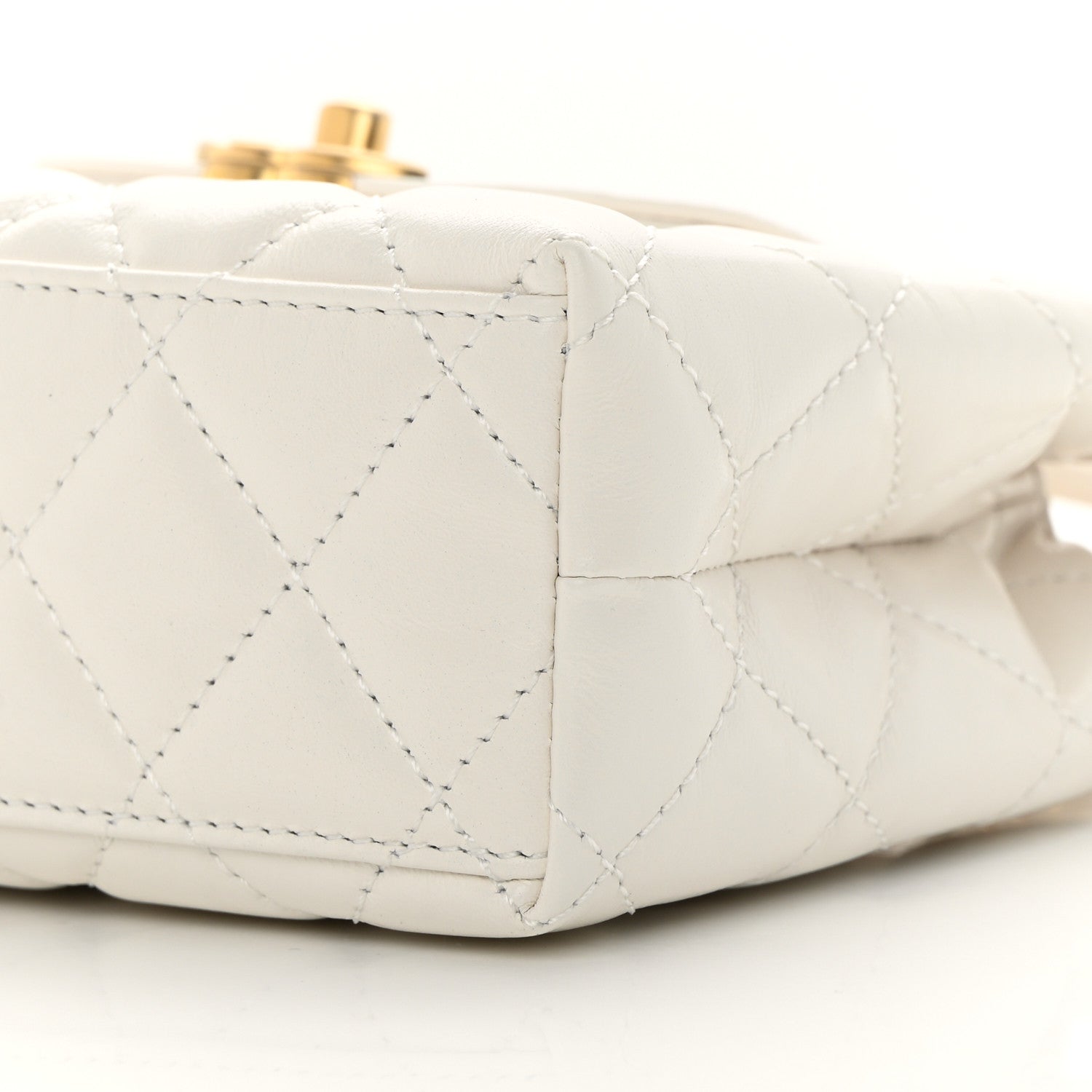 Chanel Shiny Aged Calfskin Quilted Nano Kelly Shopper White 10 of 13
