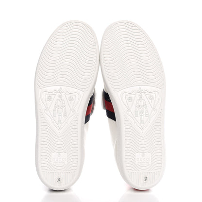 Gucci Calfskin Ayers Web Dagger Embroidered Ace Sneakers 37 White 5 of 11