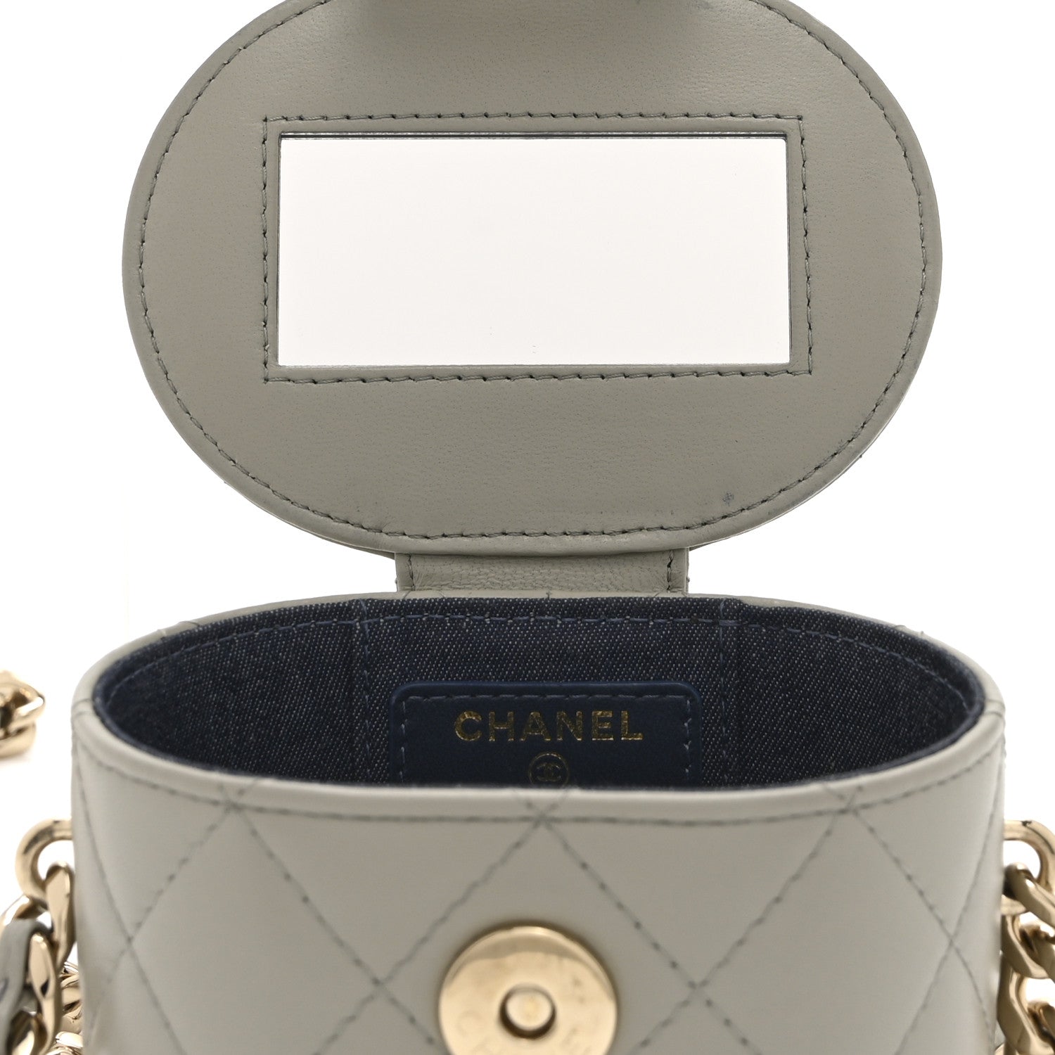 Chanel Lambskin Quilted Mini Vanity Case With Chain Grey 6 of 12