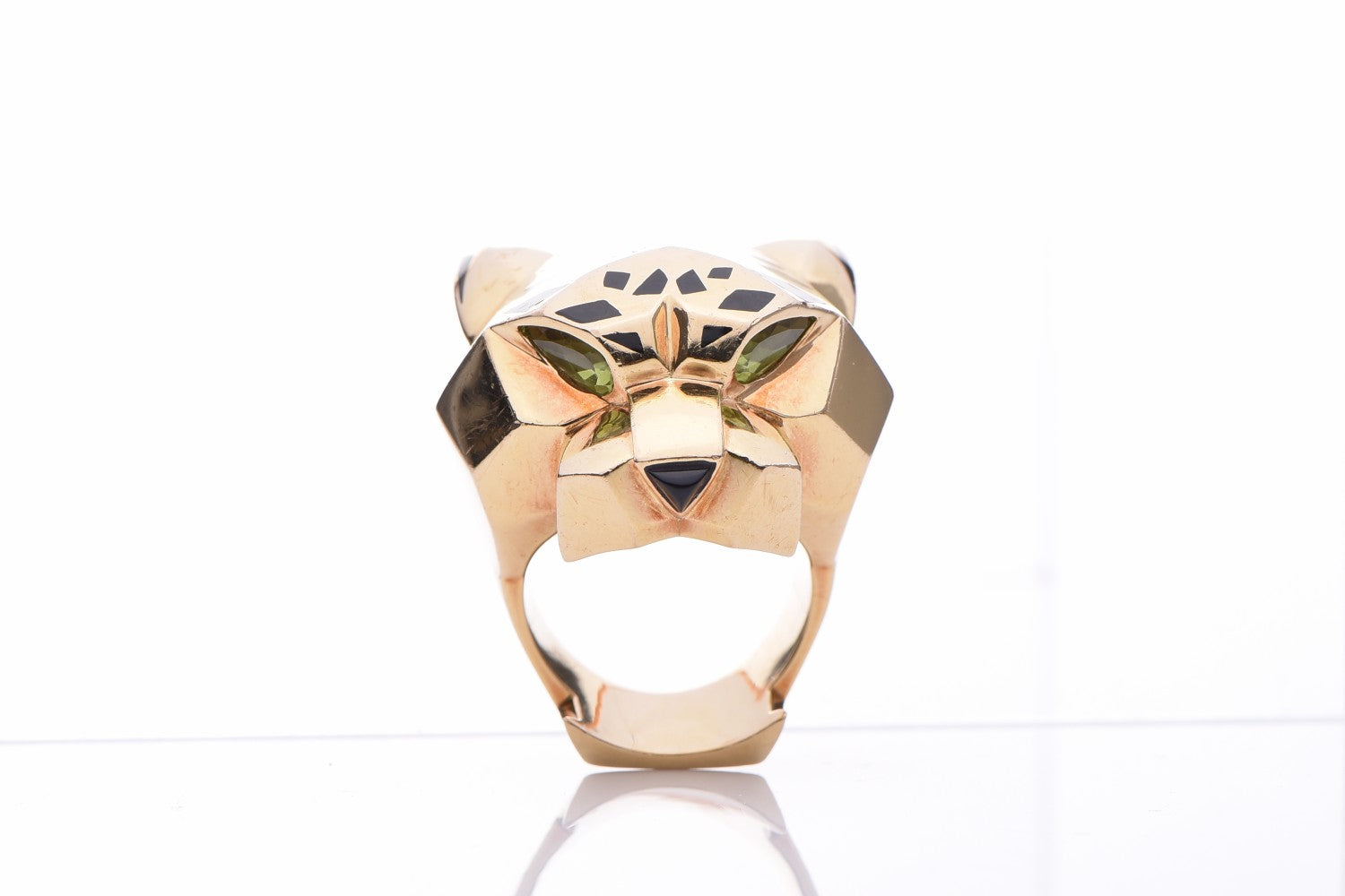 Cartier 18K Yellow Gold Peridot Onyx Panthère De Ring 57 8 16 of 16