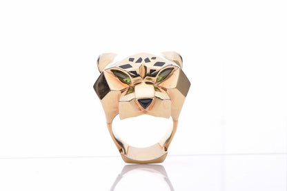 Cartier 18K Yellow Gold Peridot Onyx Panthère De Ring 57 8 16 of 16