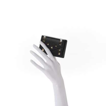 Valentino Garavani Calfskin Bi-Color Small Rockstud Wallet Black Rouge Pur 2 of 11