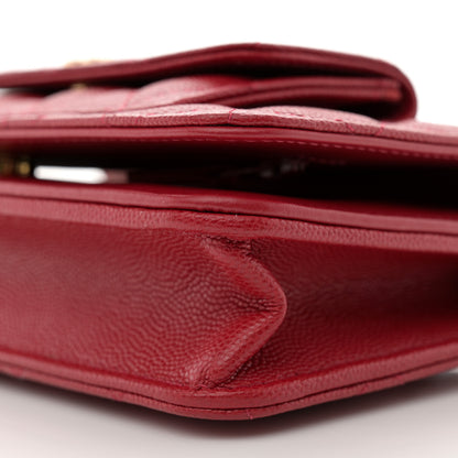 Chanel Caviar Quilted Pocket Clutch With Chain WOC Red 11 of 14