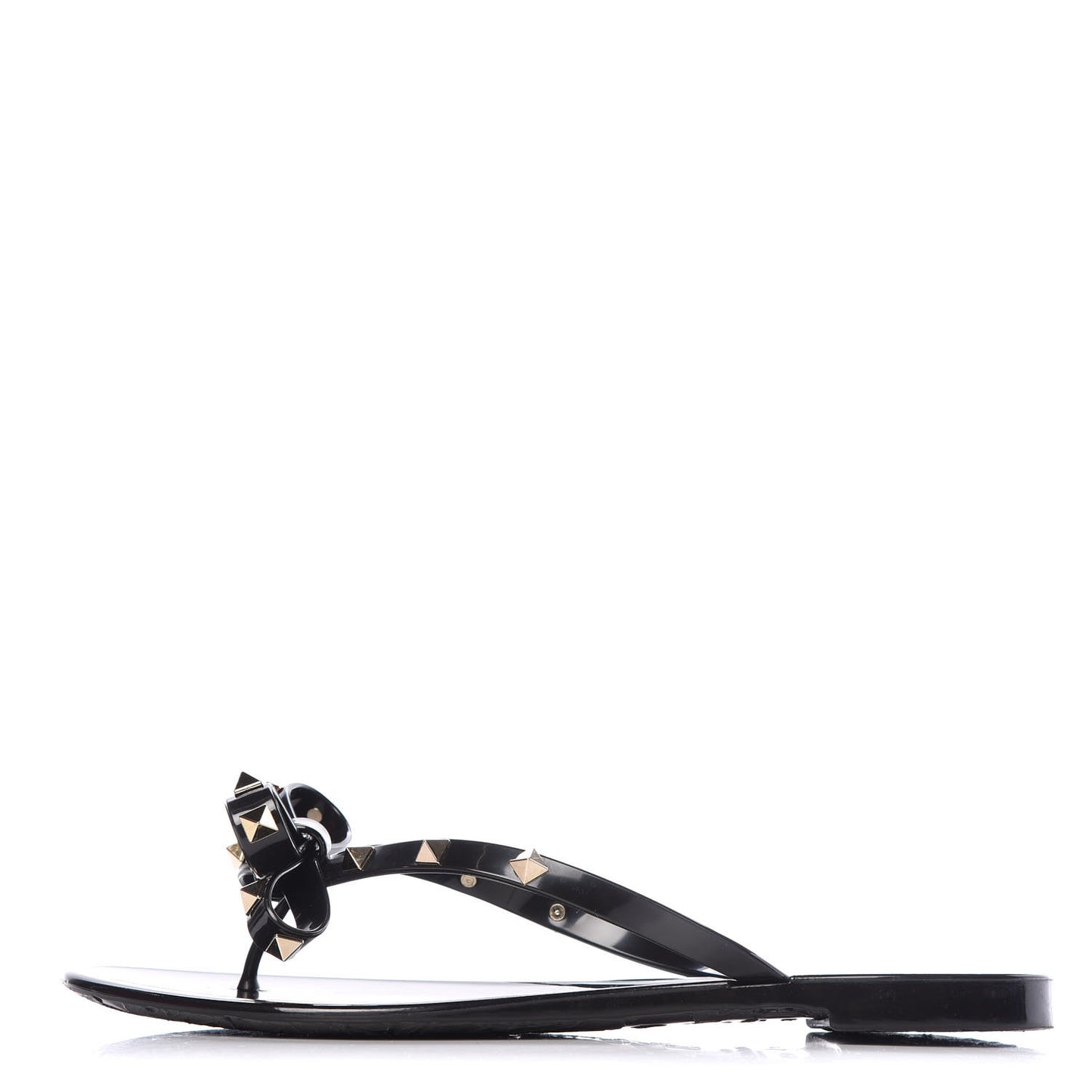 PVC Jelly Rockstud Bow Thong Sandals 40 Black
