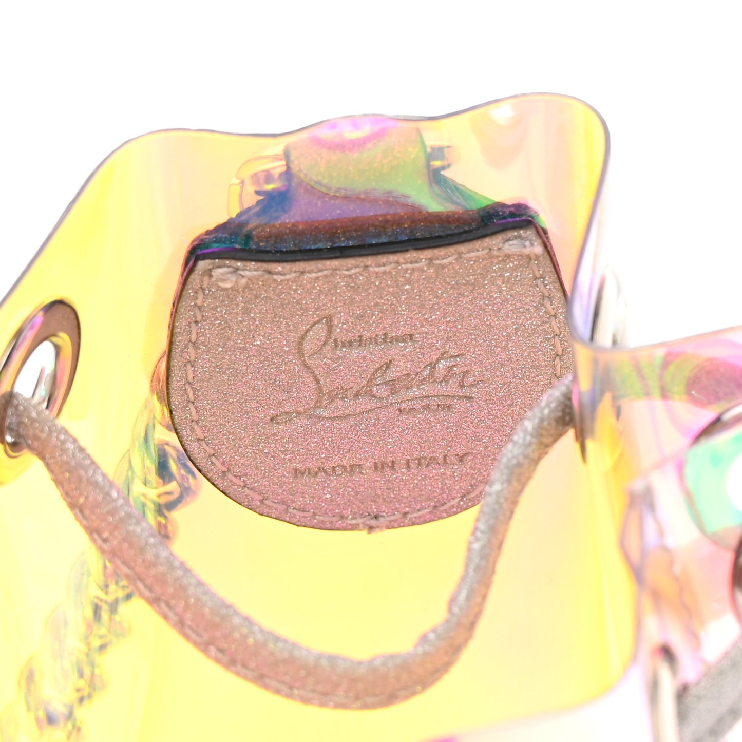 PVC Iridescent Marie Jane Studded Bucket Silver