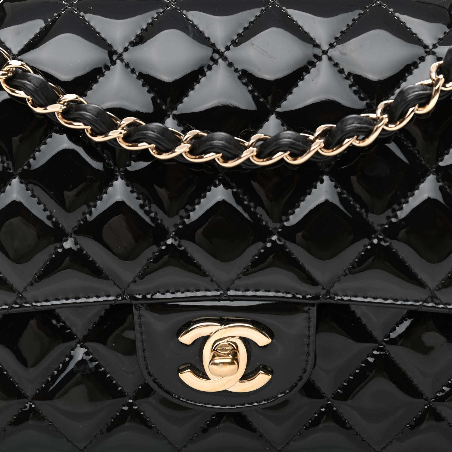 Chanel Patent Quilted Medium Double Flap Black 9 of 12