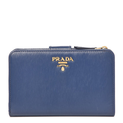 Prada Vitello Move Metal Compact Wallet Bleuette 1 of 7