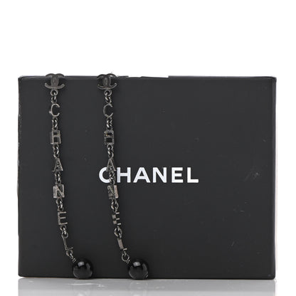 Chanel Ruthenium Bead CC Logo Dangle Earrings 5 of 5