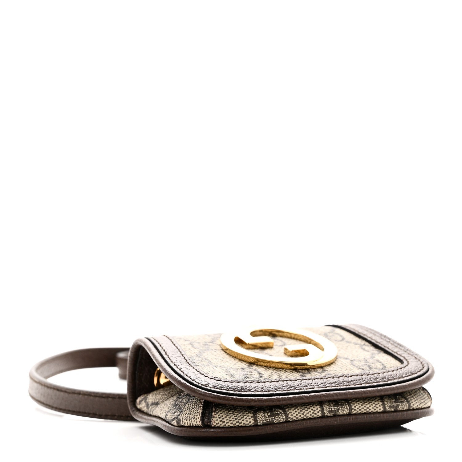 Gucci GG Supreme Monogram Textured Dollar Calfskin Blondie Card Case Wallet with Strap Beige Ebony New Acero 4 of 7